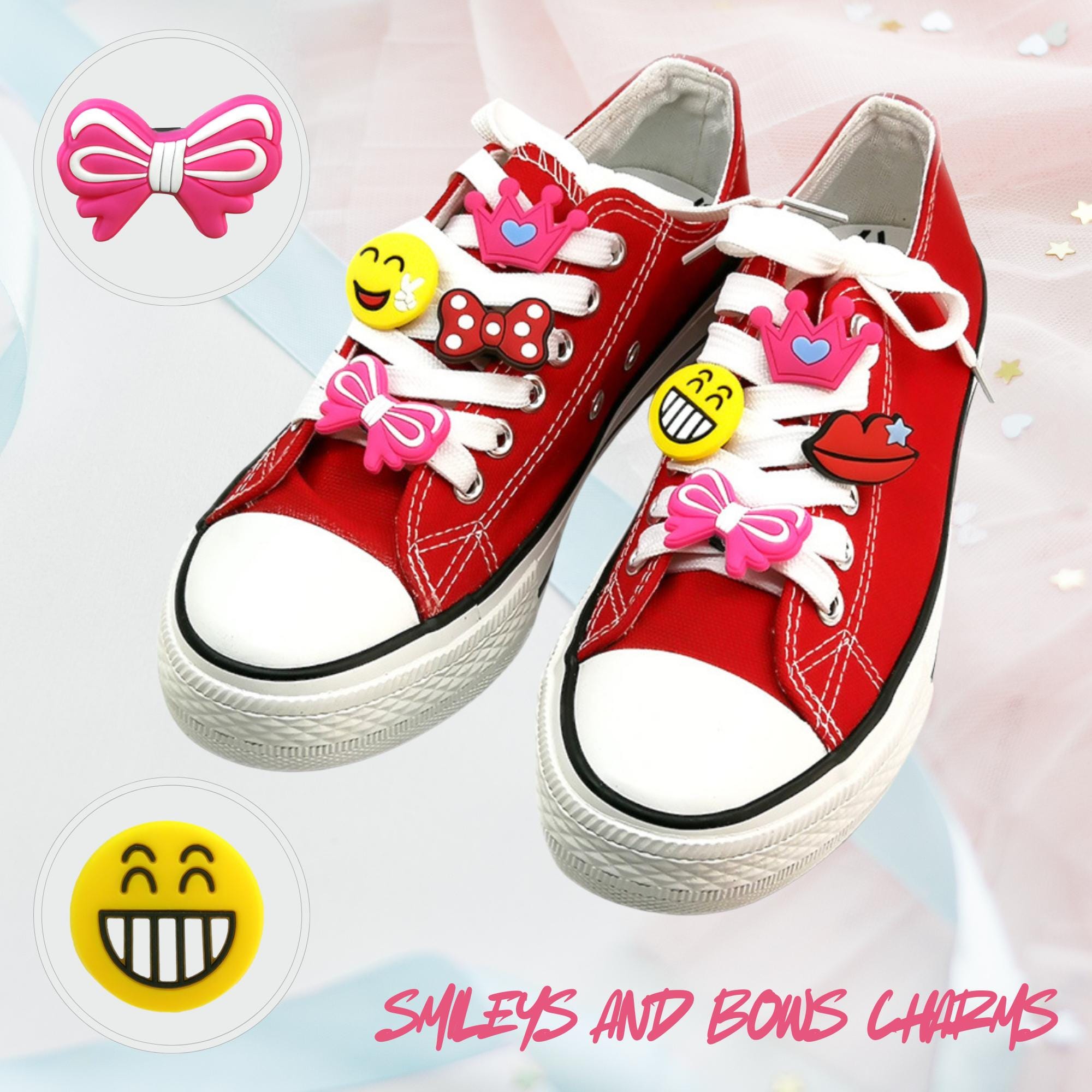 Smiley Face Bow Shoe Charms Beautiful 2025 Charm For Shoes Ships from USA