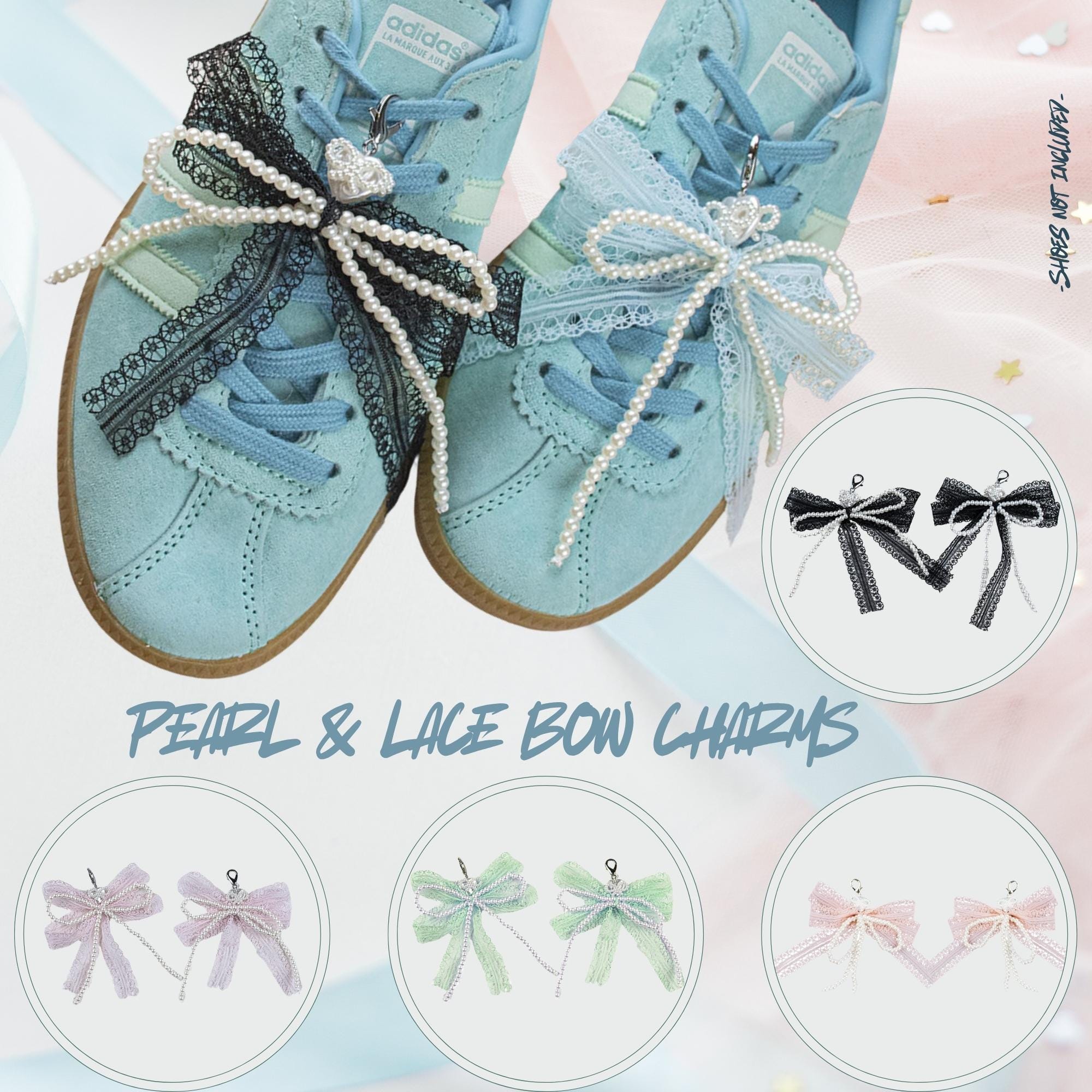 Pearl & Lace Bow Shoe Charms New 2025 Pearls Jewelry Charms For Shoes Ships from USA