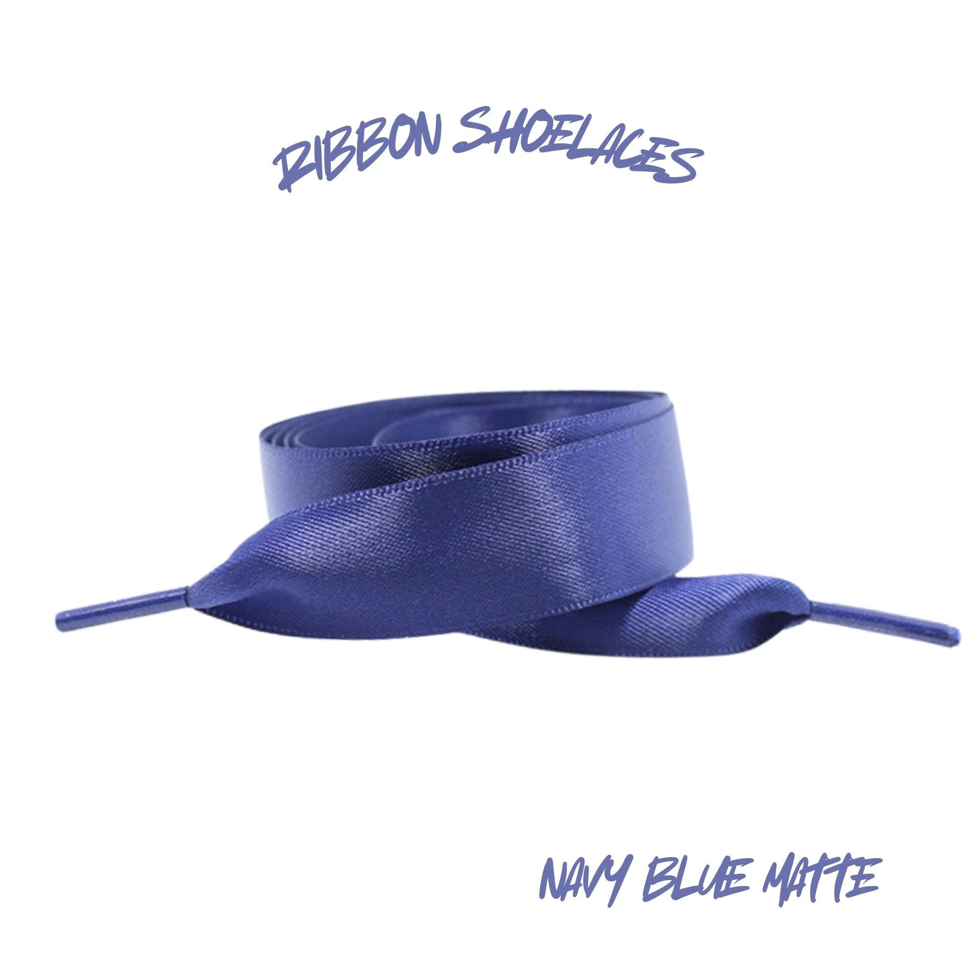 Navy Blue Matte Flat Ribbon 20mm Wide Satin Shoelaces New 2025 Vibrant Gorgeous Laces Ships from USA